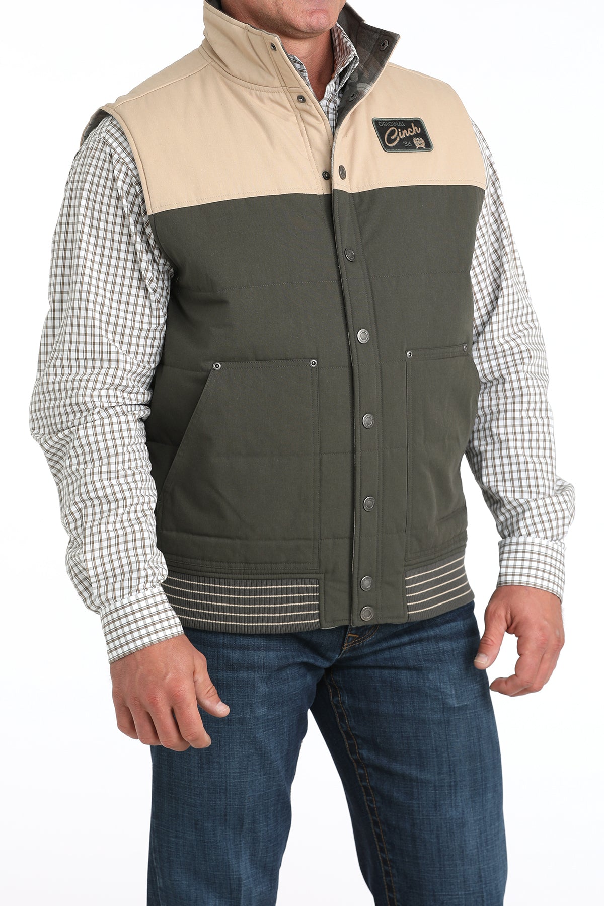 Olive Aztec Reversible Insulated Men's Vest by Cinch®