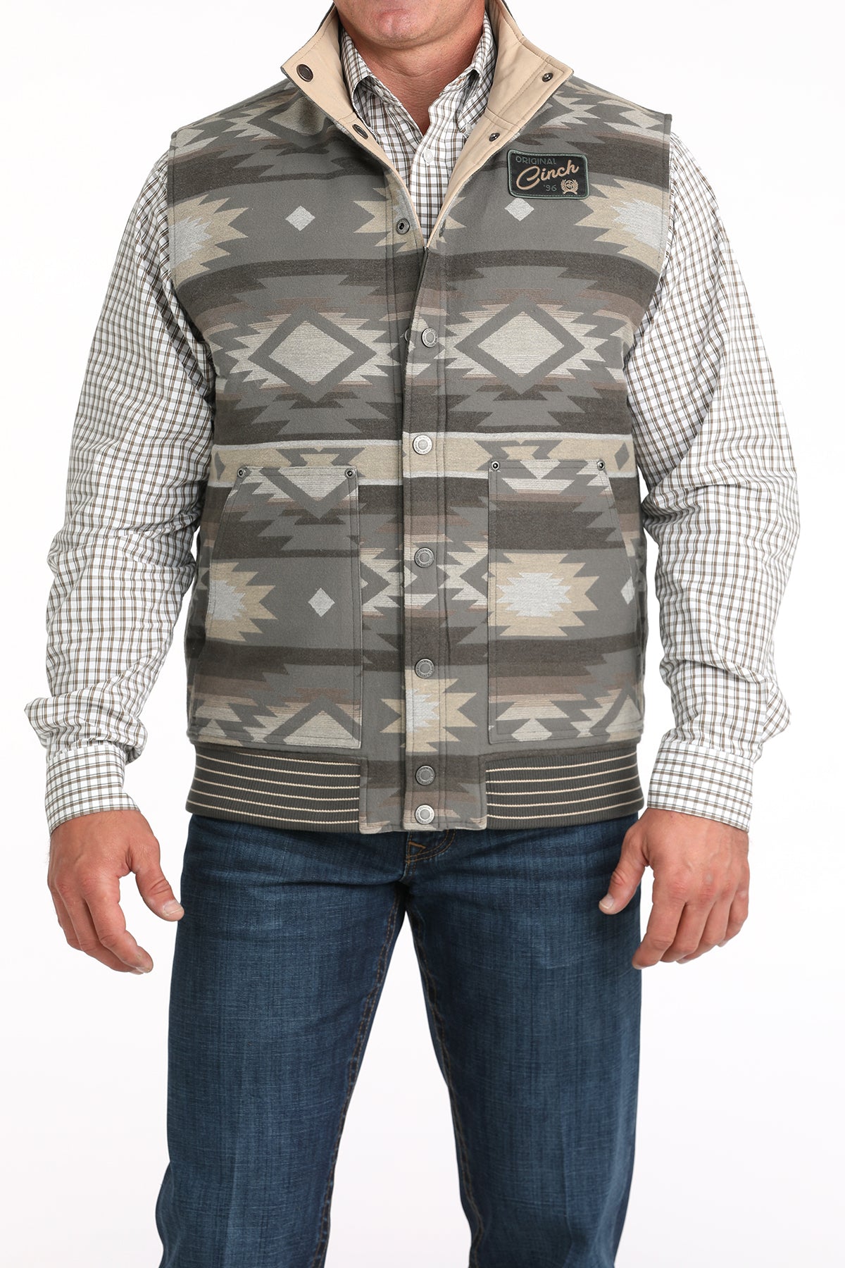 Olive Aztec Reversible Insulated Men's Vest by Cinch®