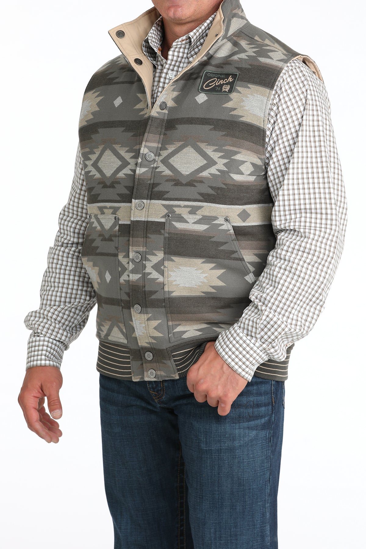 Olive Aztec Reversible Insulated Men's Vest by Cinch®