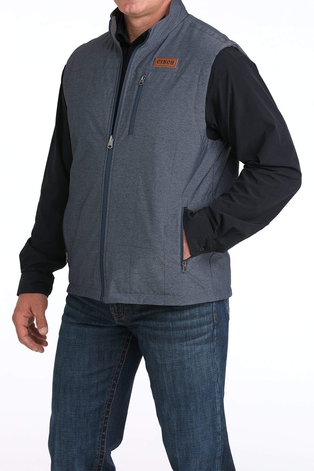 Navy Heather Reversible Polyshell Men's Vest by Cinch®