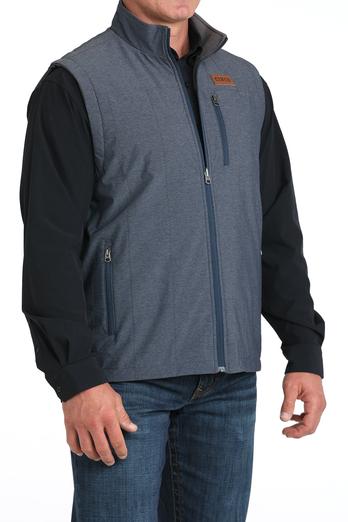 Navy Heather Reversible Polyshell Men's Vest by Cinch®