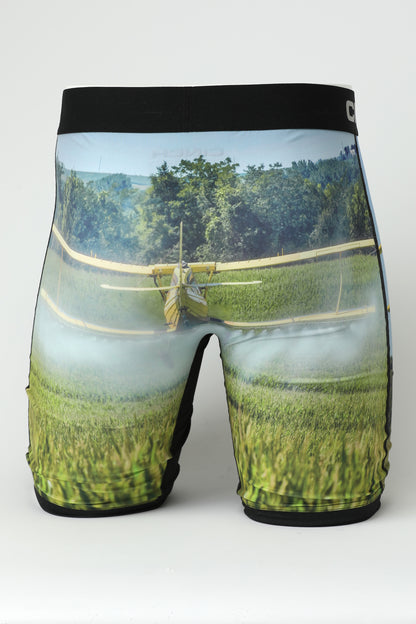 Cinch Boxer briefs with a printed design of a plane on a white background