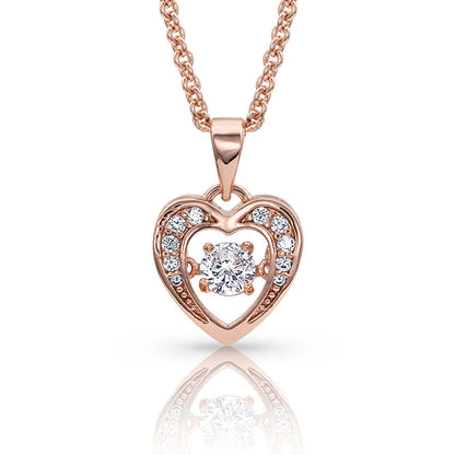 Rose Gold Dancing Heart Necklace by Montana Silversmiths®