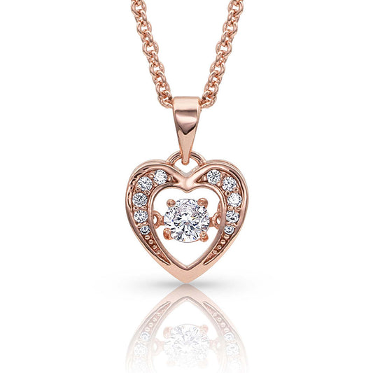 Rose Gold Dancing Heart Necklace by Montana Silversmiths®