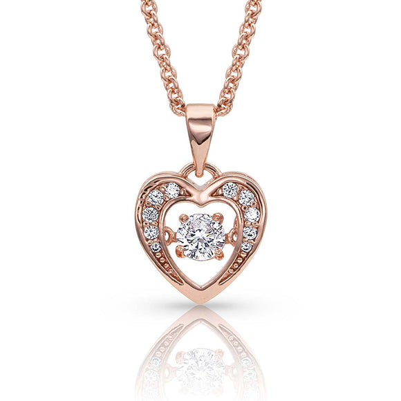 Rose Gold Dancing Heart Necklace by Montana Silversmiths®