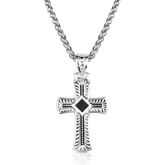 Montana Silversmiths Silver cross pendant necklace on a white background