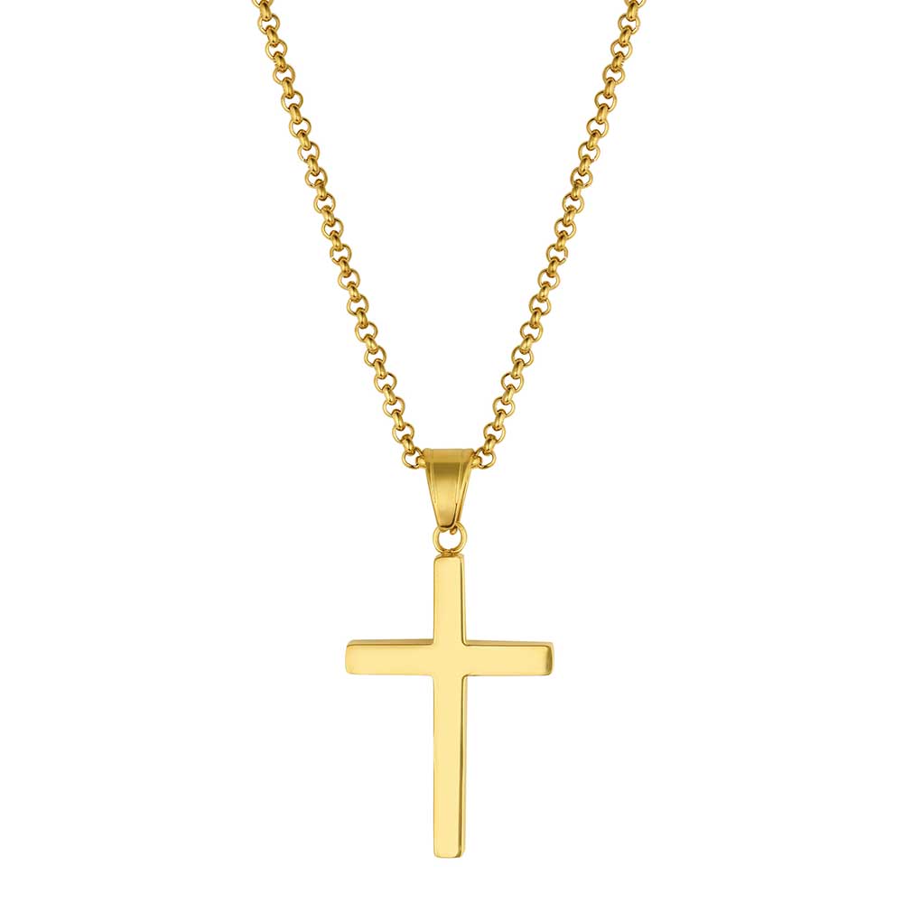 Montana Silversmiths Gold cross necklace on a white background