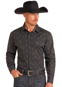 Select™ Black & Olive Geo Print Men's Shirt by Panhandle Slim®