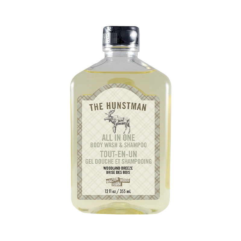 The Huntsman all in one body wash and shampoo from Walton Wood Farm on a white background
