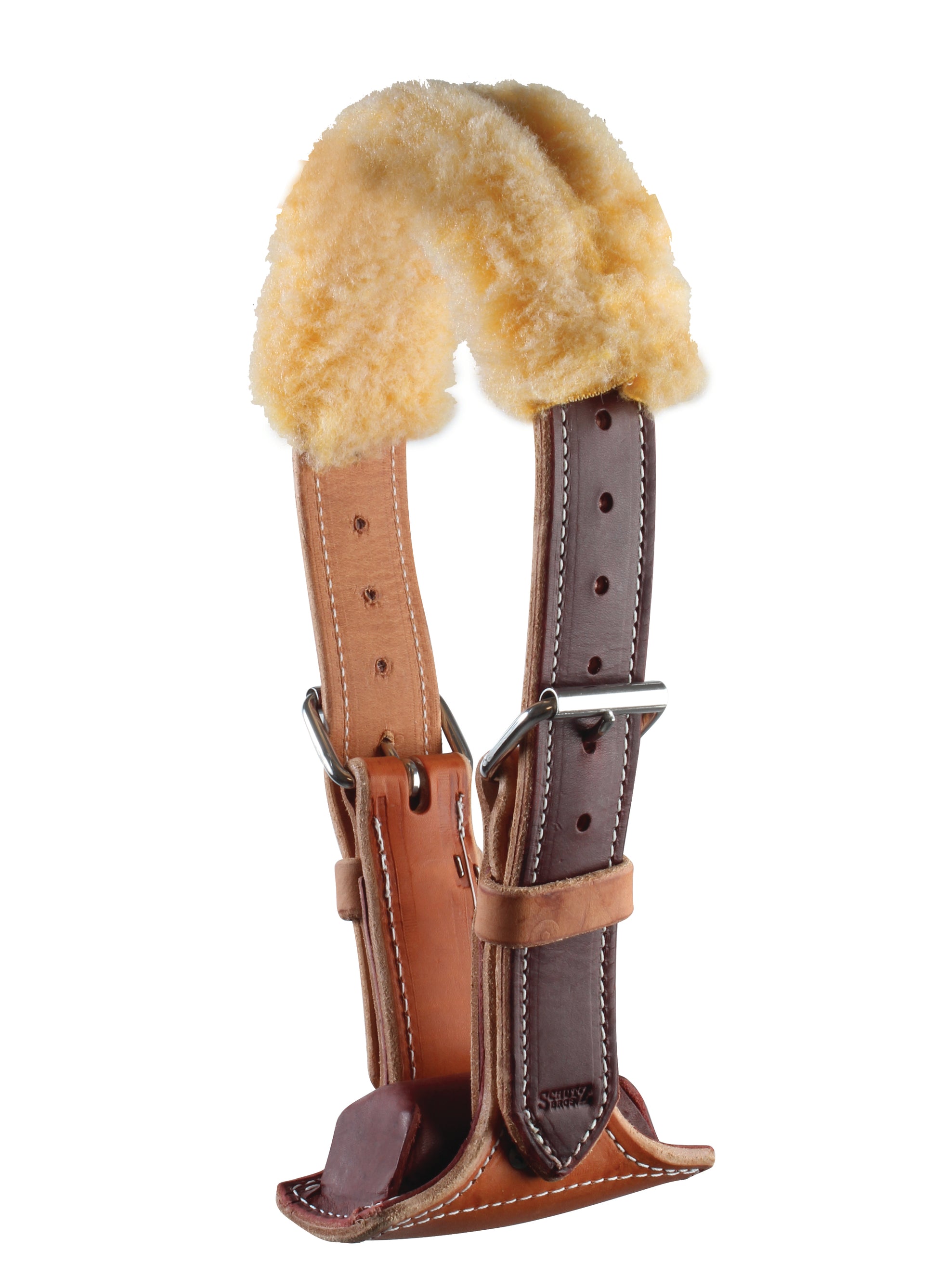 a leather cribbing collar with a fleece lining