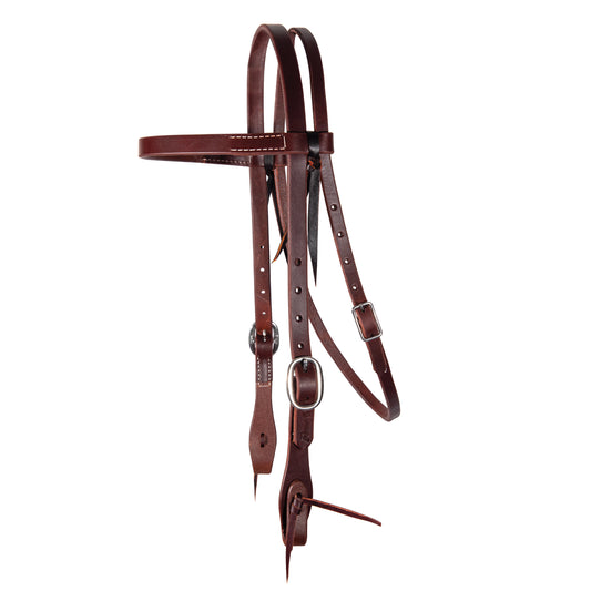 Brown leather Professional's Choice horse bridle on a white background