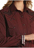 Roughstock™ Maroon Rose Women's Shirt by Panhandle Slim®
