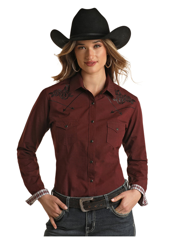Roughstock™ Maroon Rose Women's Shirt by Panhandle Slim®