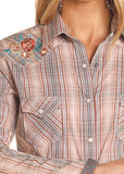 Roughstock™ Embroidered Brown Plaid Women's Shirt by Panhandle Slim®