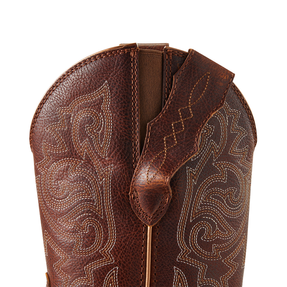 the stretch elastic of a brown delilah women's boot by ariat
