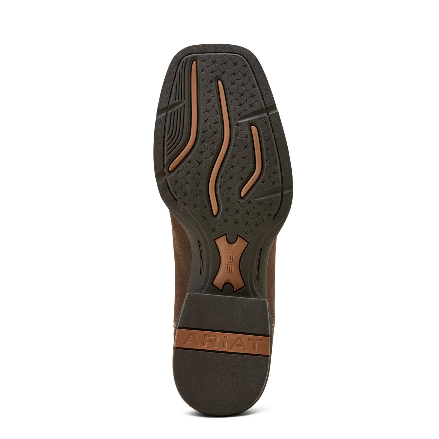 the outsole of a wide square toe cowboy boot