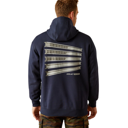Navy Rebar™ 'Workman Beams' Men's Hoodie by Ariat®