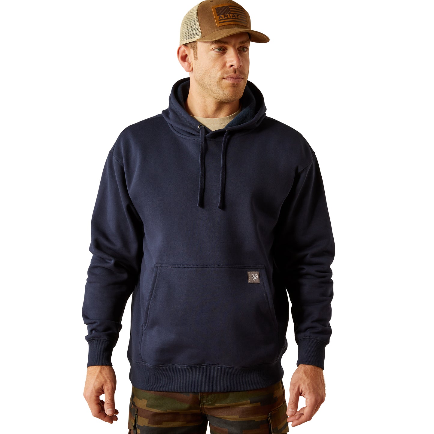 Navy Rebar™ 'Workman Beams' Men's Hoodie by Ariat®
