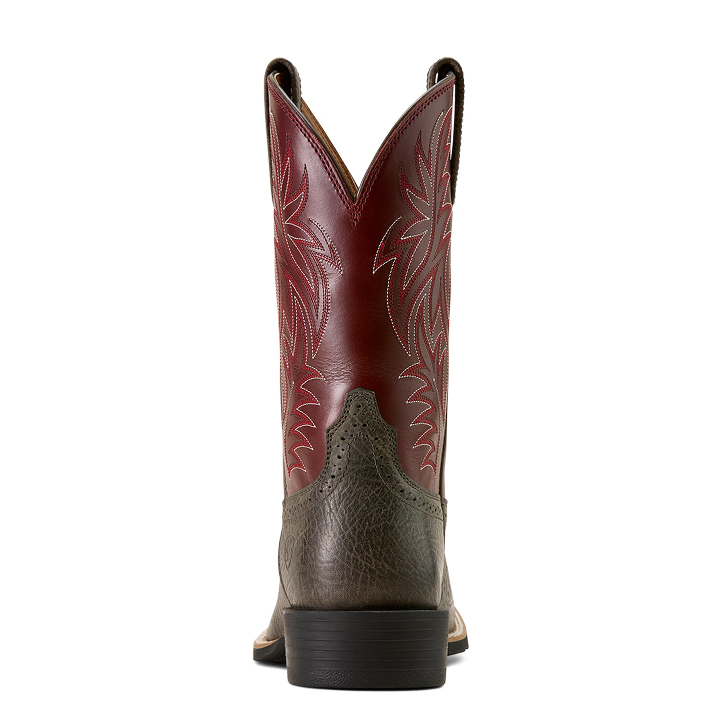 grey and purple ariat cowboy boot on a white background