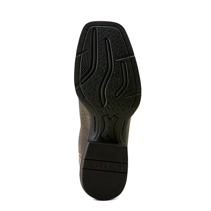 Close-up of a shoe outsole with ariat brand name on a white background