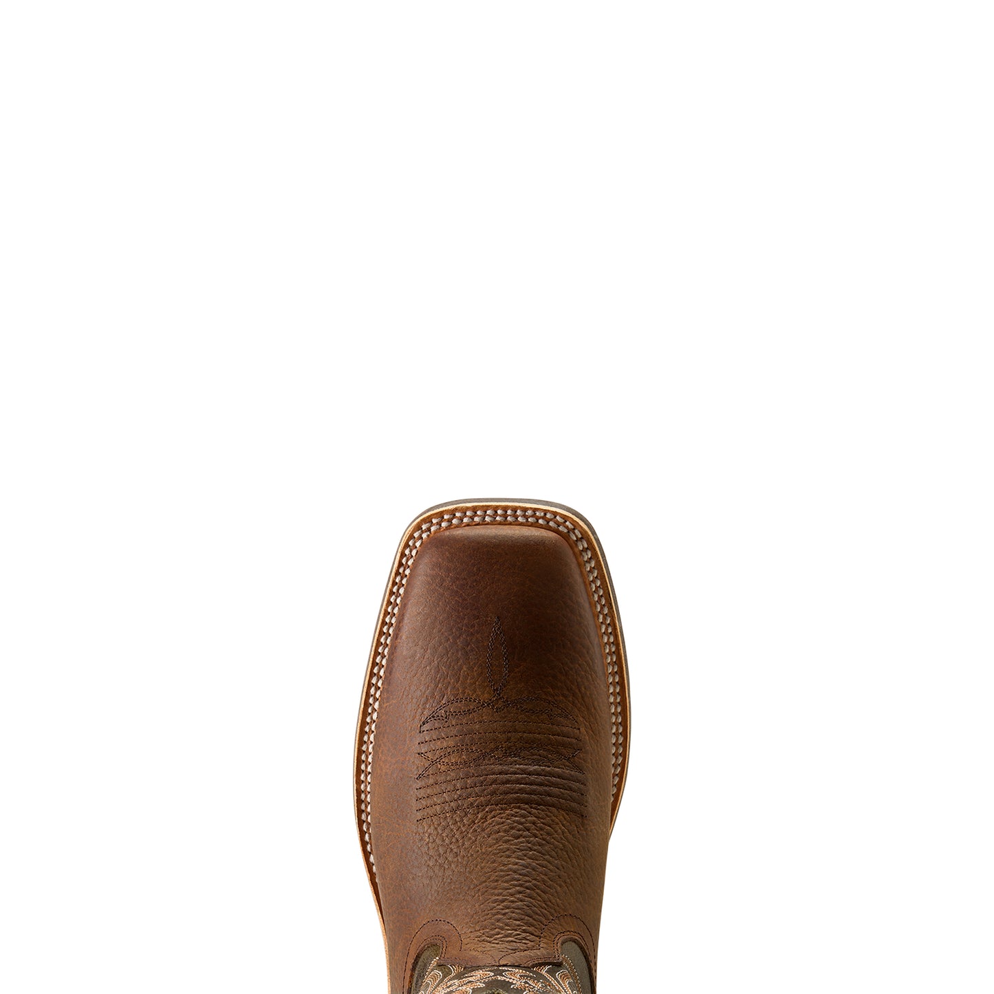 Brown Ariat leather boot sole on a white background
