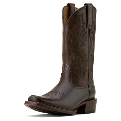 Brown ariat cowboy boot on a white background