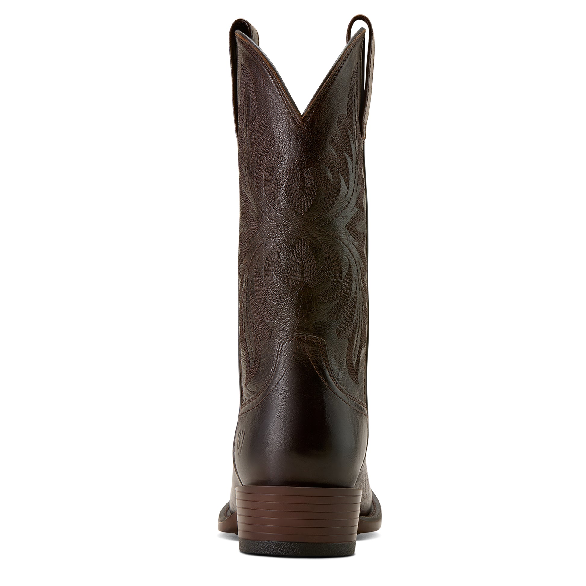 Brown ariat cowboy boot on a white background