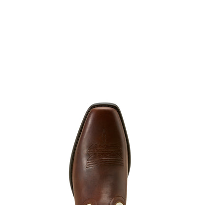 Brown leather ariat boot sole on a white background