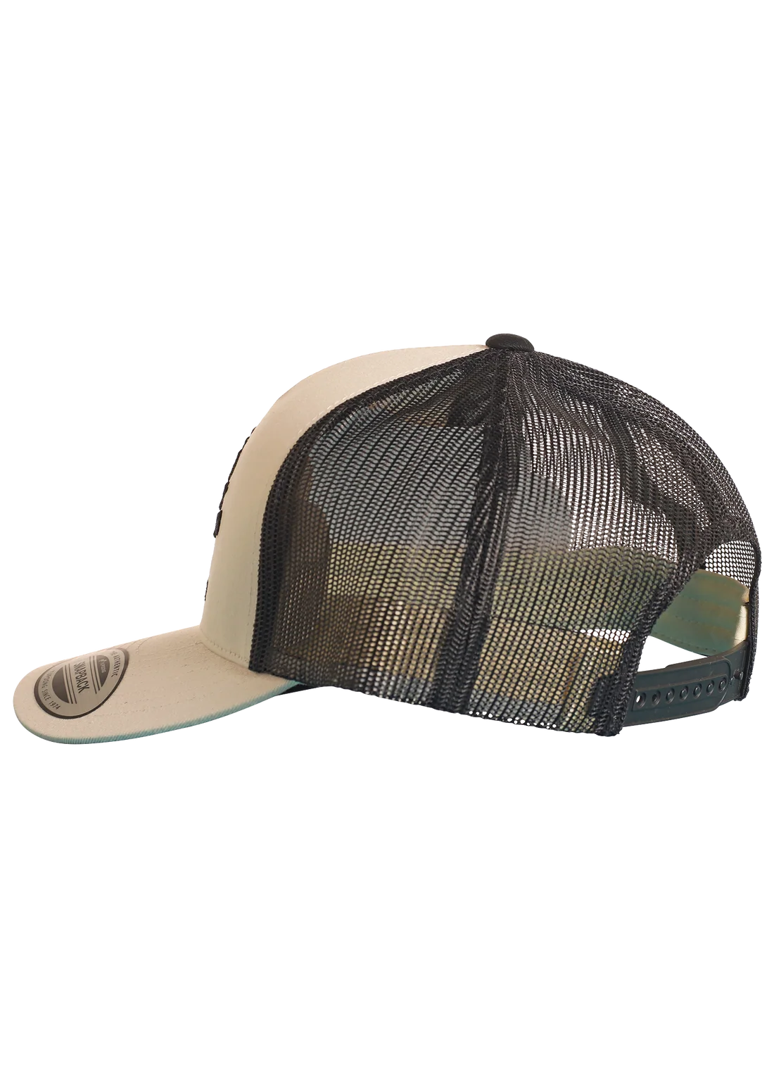 white and black Panhandle Slim cap on a white background
