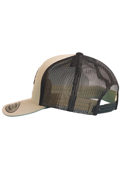 white and black Panhandle Slim cap on a white background
