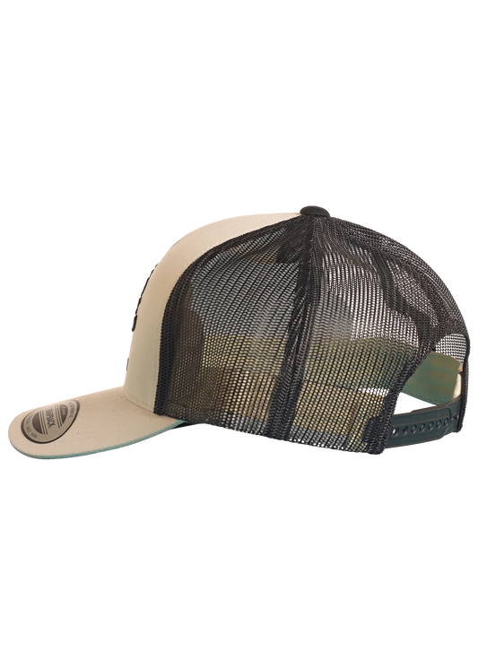 white and black Panhandle Slim cap on a white background