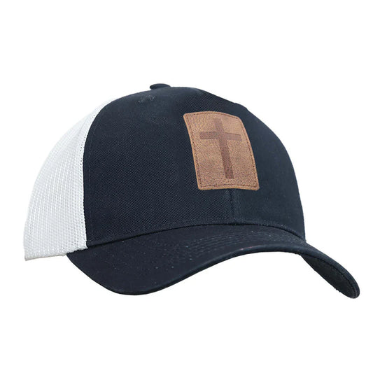 Navy Leather Cross Cap by Kerusso®