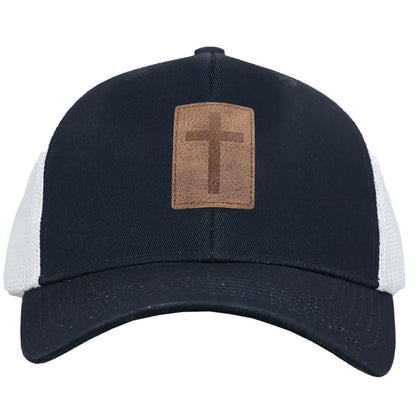 Navy Leather Cross Cap by Kerusso®