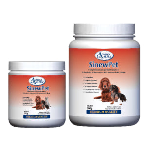 Two containers of SinewPet product on a white background