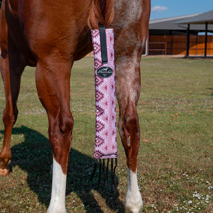 horse with pink Professional's Choice tail bag on