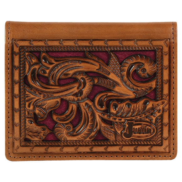 Filigree & Burgundy Inlay Bi-Fold Men's Wallet by Justin®