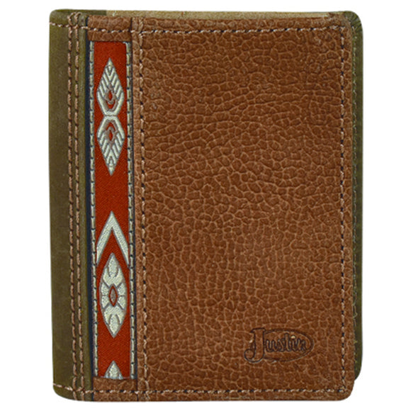 Brown Top Grain and Southwest Ribbon Bi-Fold Men's Wallet by Justin®