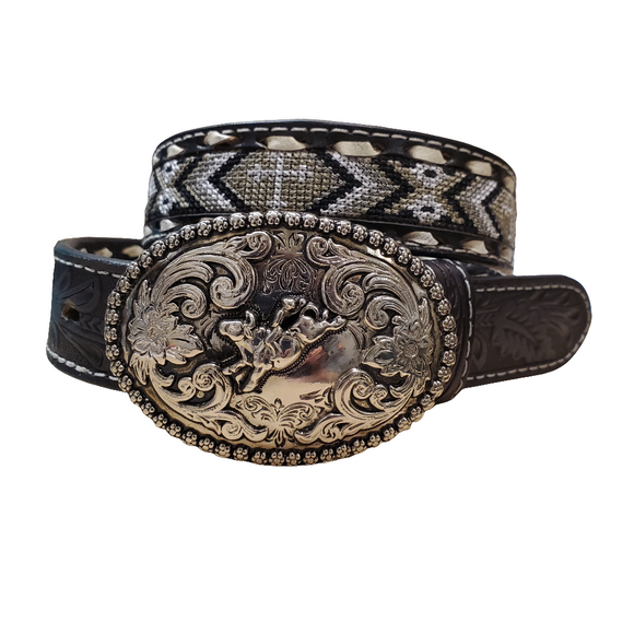 Black & White 'Stitches' Boy's Belt by Nocona®