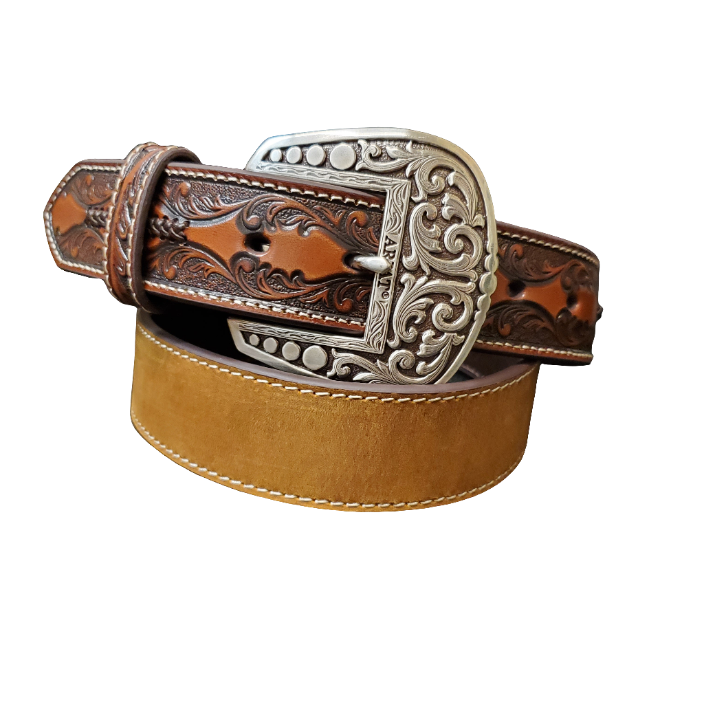 Two Tone and Floral Tooling Men's Belt by Ariat®