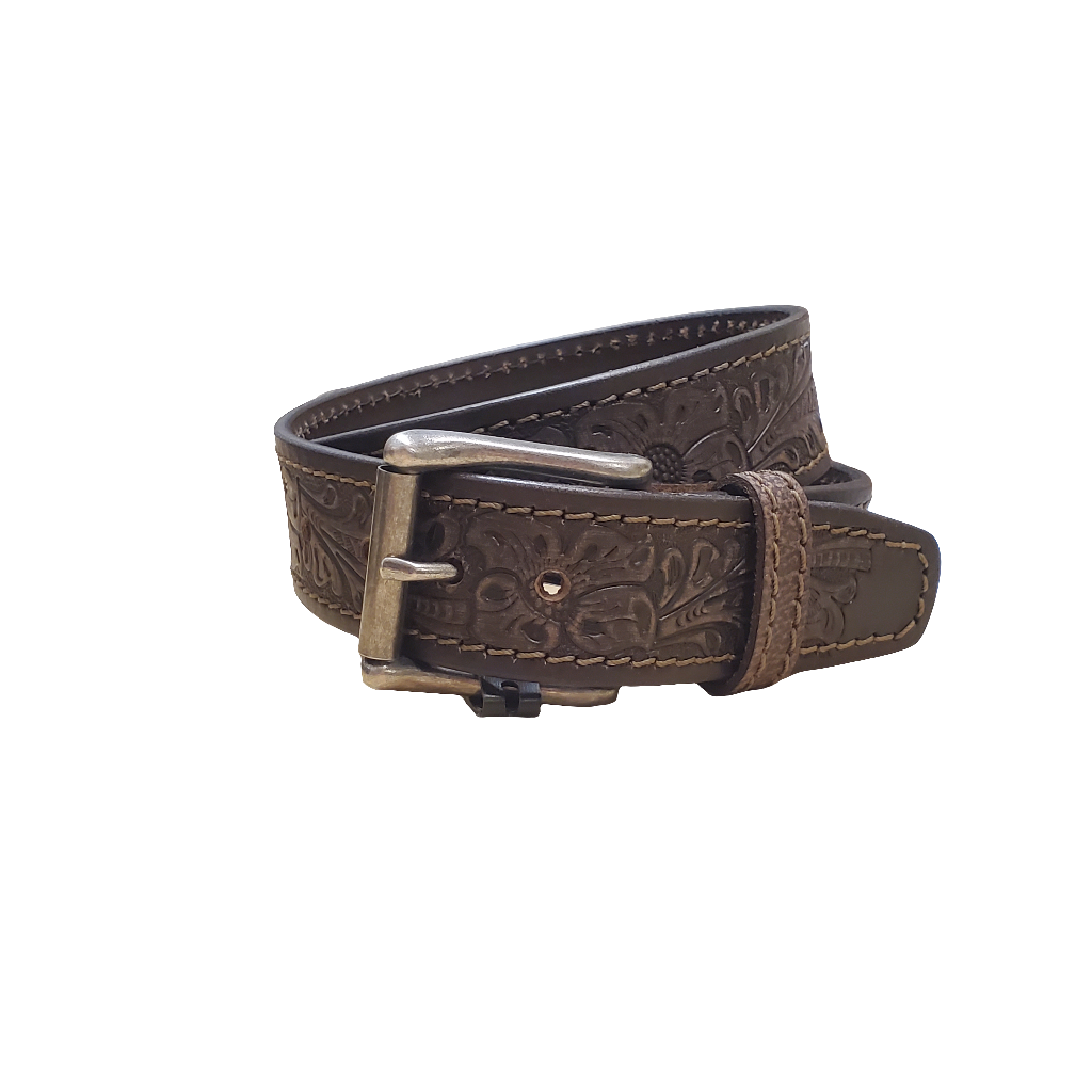 Western Floral Leather Men's Belt