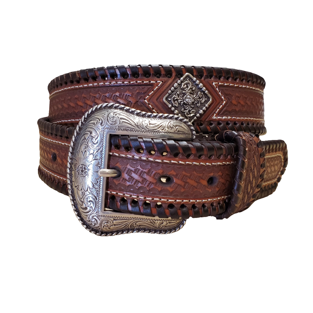 Brown Laced Concho Men's Belt by Ariat®