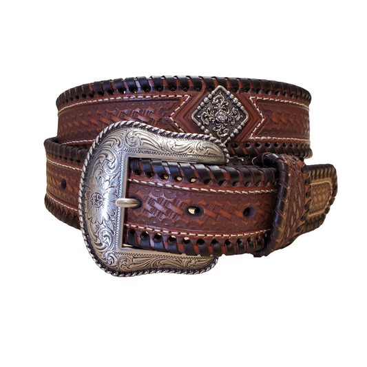 Brown Laced Concho Men's Belt by Ariat®
