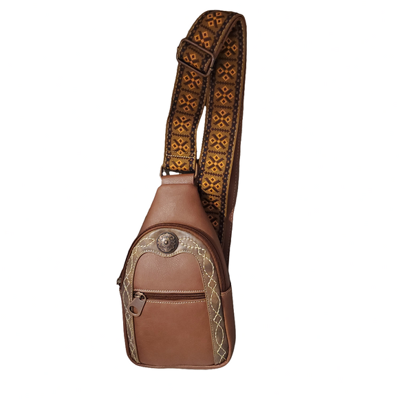 Brown Floral Concho Sling Bag by Nocona®