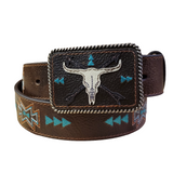 Chocolate Southwest Steerhead Women's Belt by Ariat®