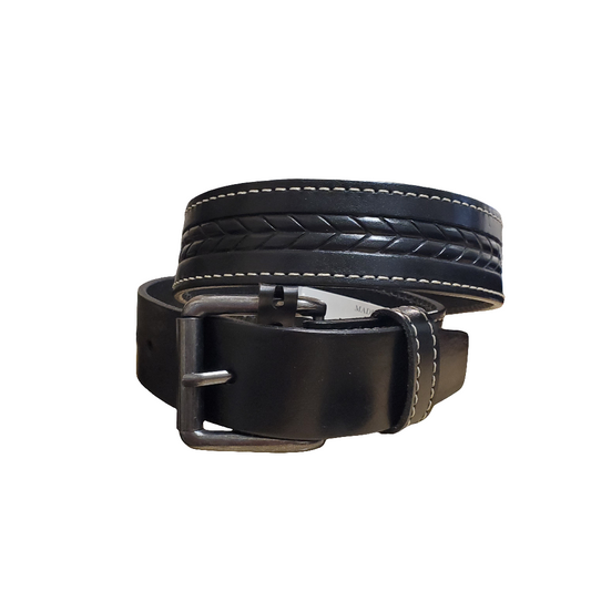 Black Center Braid Leather Youth Belt