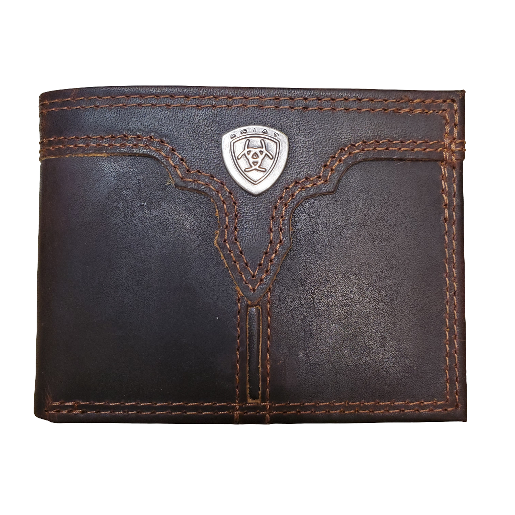 Chocolate Logo Concho Bi-Fold Men's Wallet by Ariat®
