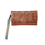 Brown Floral Tri-Fold Women's Wallet by Nocona®