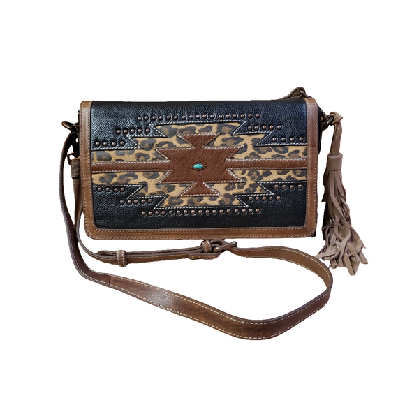 Black & Brown Southwest Cheetah Crossbody Purse by Nocona®