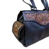 Floral Tooled Black Hand Bag by Nocona®