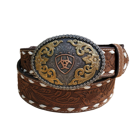 Ariat Logo Buckle & Wide Buck Stitched Men's Belt by Ariat®